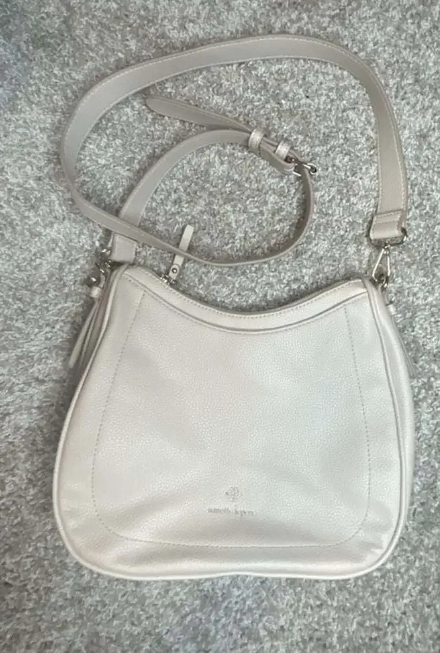 Nanette Lepore Beige Pebbled Faux Leather Crossbody Bag